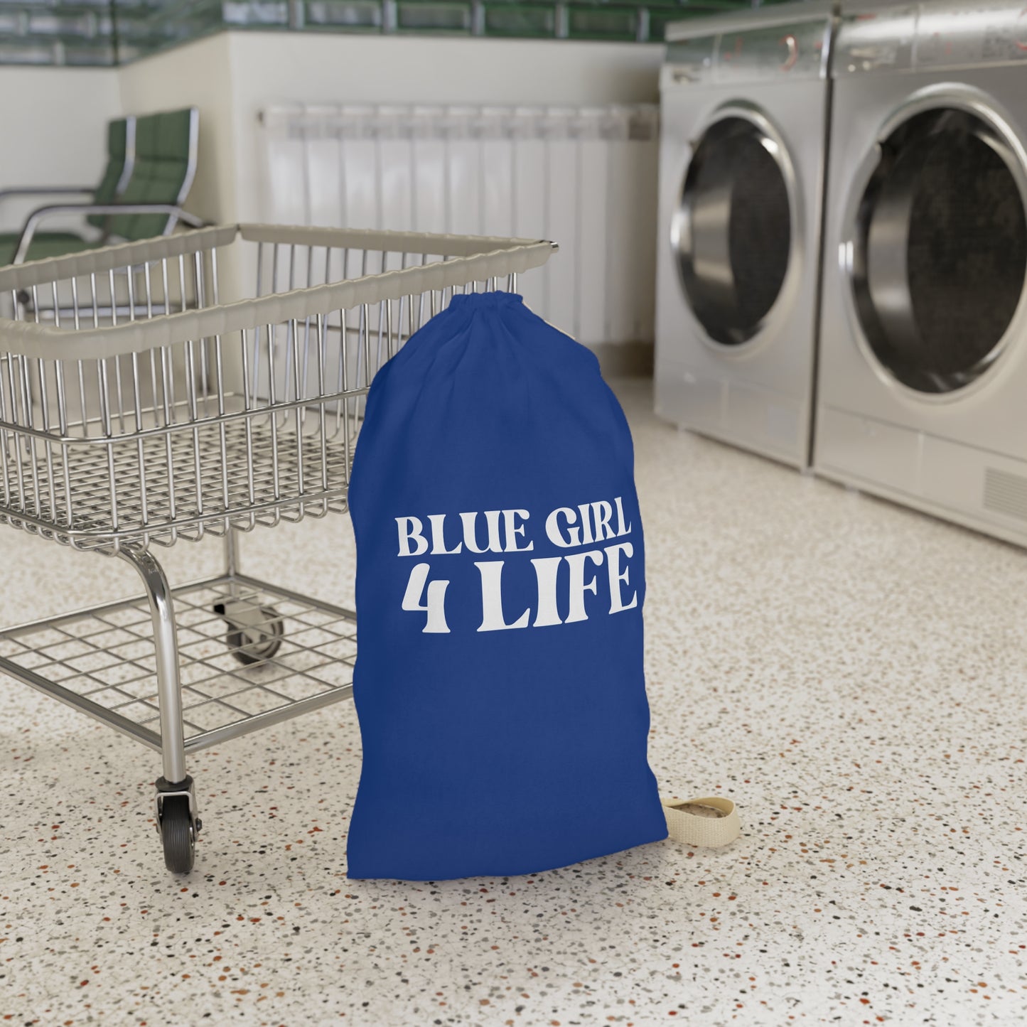 Blue Girl 4 Life Laundry Bag – Double-Sided Inspirational Blue Girl Laundry Sack | Spun Polyester Drawstring Bag