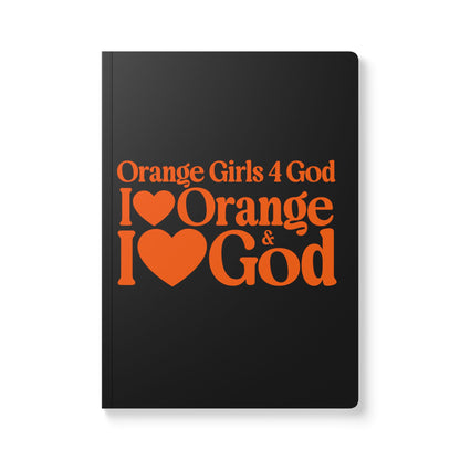 Orange Girls 4 God Black Contrast Softcover Journal – Double-Sided Inspirational Faith Journal | 100 or 200 Pages | Notebook for Girls & Women Who Love God