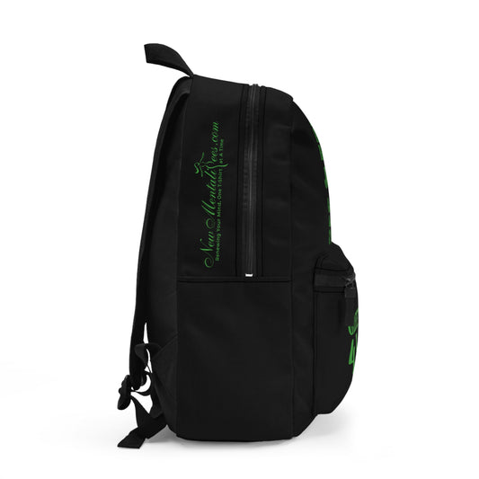 Green Girl 4 Life Black Contrast Backpack – Inspirational Girls School Backpack | Girl Power Bookbag | Lightweight Travel, School & Everyday Bag