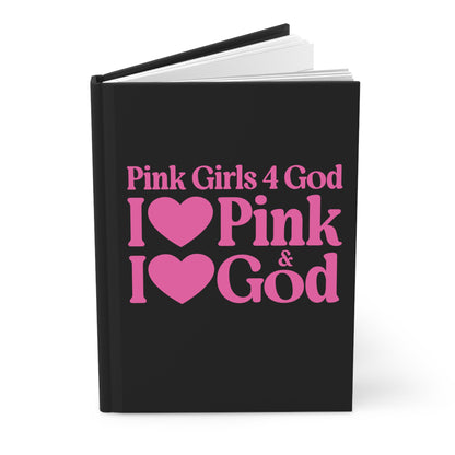 Pink Girls for God Black Hardcover Journal – Double-Sided Inspirational Notebook | Matte Hardcover | 150 Lined Pages |Gift for Women & Girls