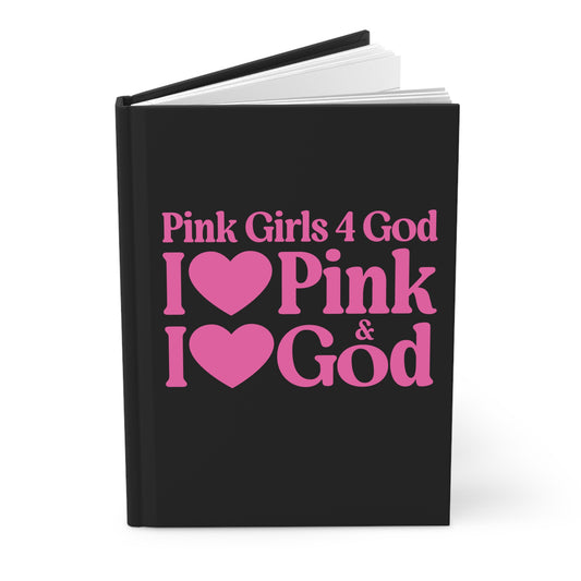 Pink Girls for God Black Hardcover Journal – Double-Sided Inspirational Notebook | Matte Hardcover | 150 Lined Pages |Gift for Women & Girls