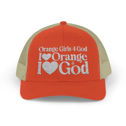 Orange Girls 4 God Embroidered Adjustable Adult Sized Baseball Cap – Opulent Orange Faith-Based Hat