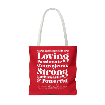 Red Girl 4 Life Tote Bag - Cute Red Bag for Women and Girls, Double Sided Inspirational Tote