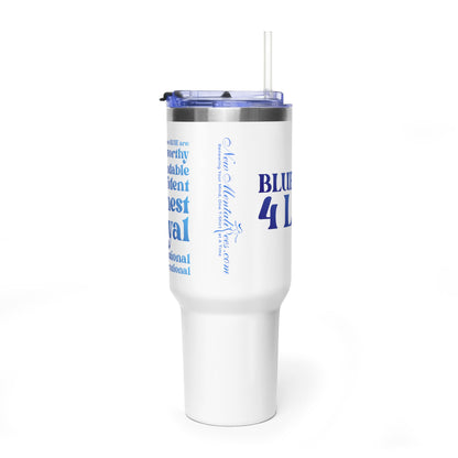 Blue Girl 4 Life 40 oz  White Tumbler - Cute, Blue, Positive, Affirmation, Inspirational, Insulated Tumbler