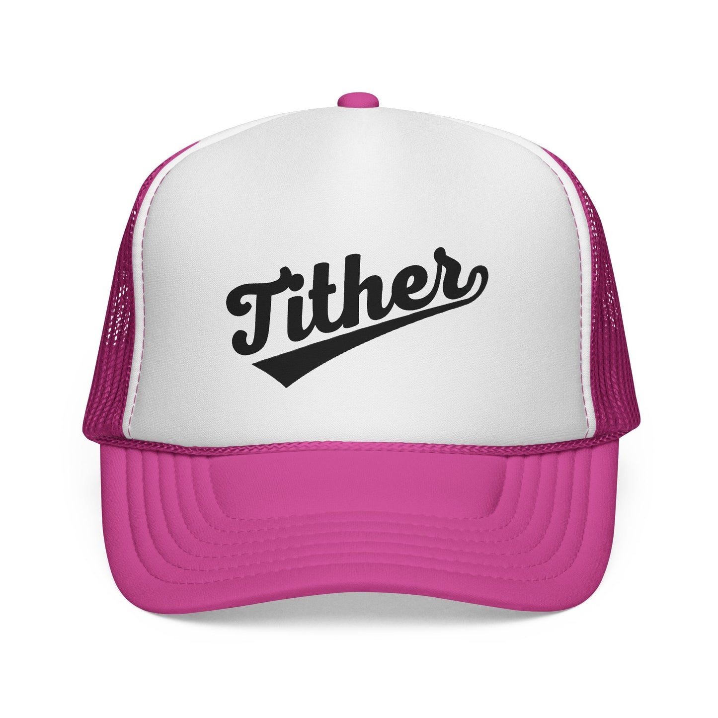 Tither Trucker Hat | Baseball Script Cap | Inspirational Snapback Hat |  Positive Lifestyle Cap | Statement Trucker Hat
