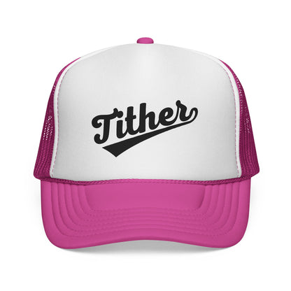 Tither Trucker Hat | Baseball Script Cap | Inspirational Snapback Hat |  Positive Lifestyle Cap | Statement Trucker Hat