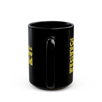Yellow Girls 4 God Mug - Black Contrast Collection