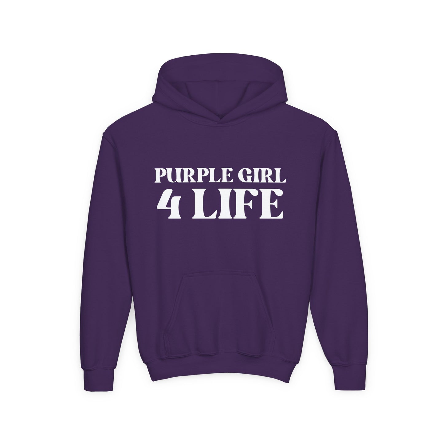 Purple Girl 4 Life Hoodie - Cute Youth Purple Graphic Hoodie, Inspirational Hoodie, Positive Affirmation Hoodie, Purple Fashion