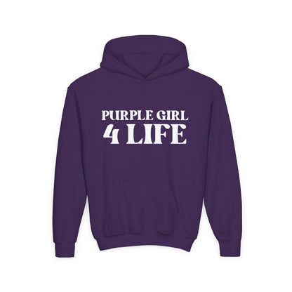 Purple Girl 4 Life Hoodie - Cute Youth Purple Graphic Hoodie, Inspirational Hoodie, Positive Affirmation Hoodie, Purple Fashion