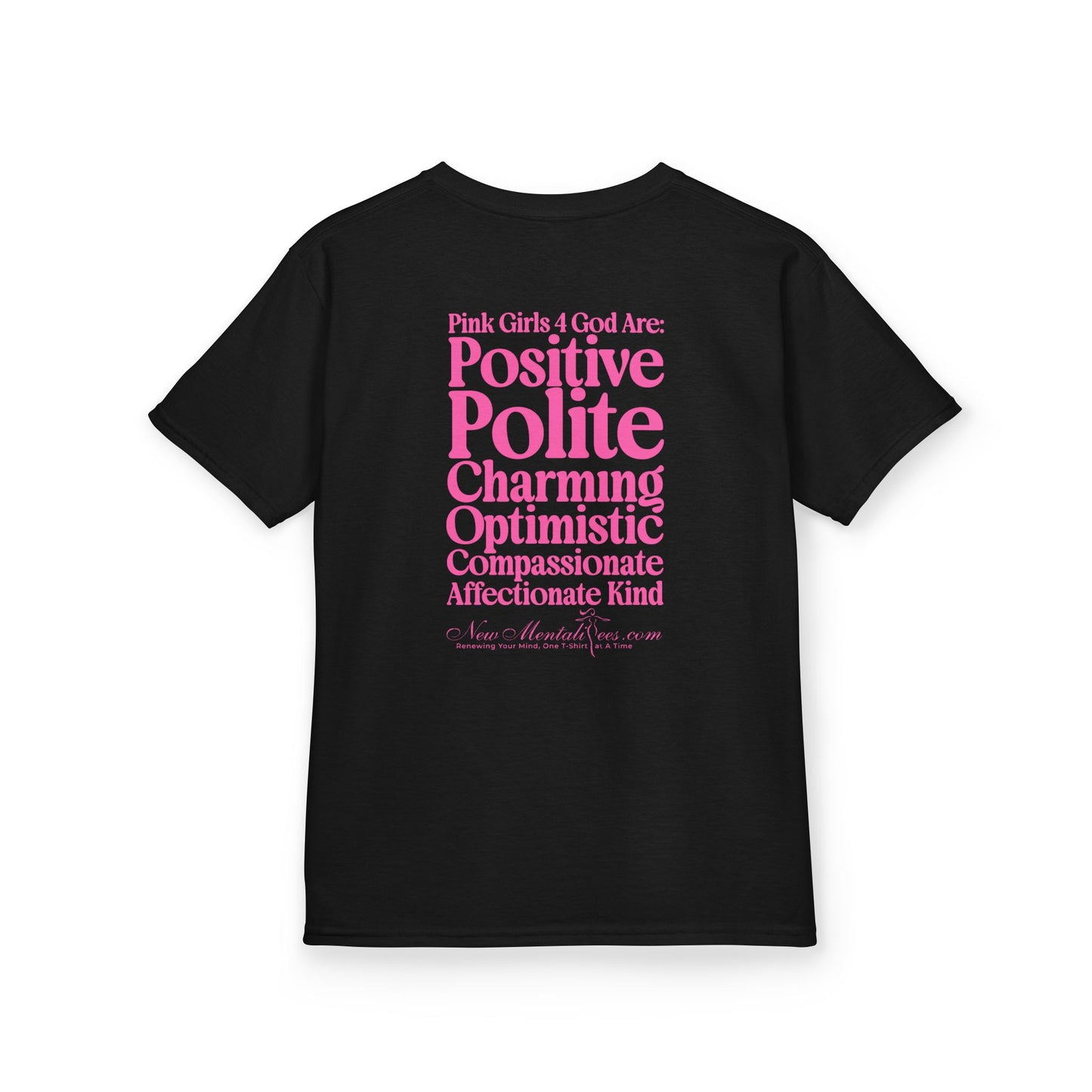 Pink Girls 4 God Youth T-shirt | Black Contrast