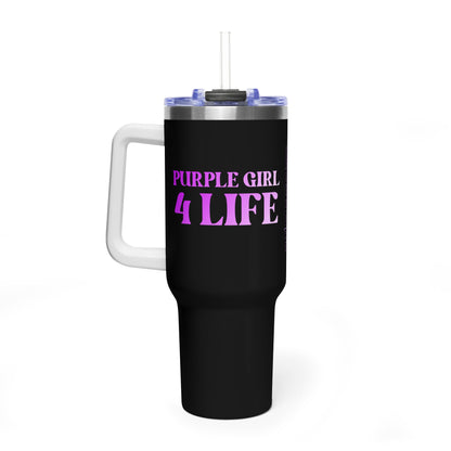Purple Girl 4 Life 40 oz Black Tumbler - Cute, Purple, Positive, Affirmation, Inspirational, Insulated Tumbler