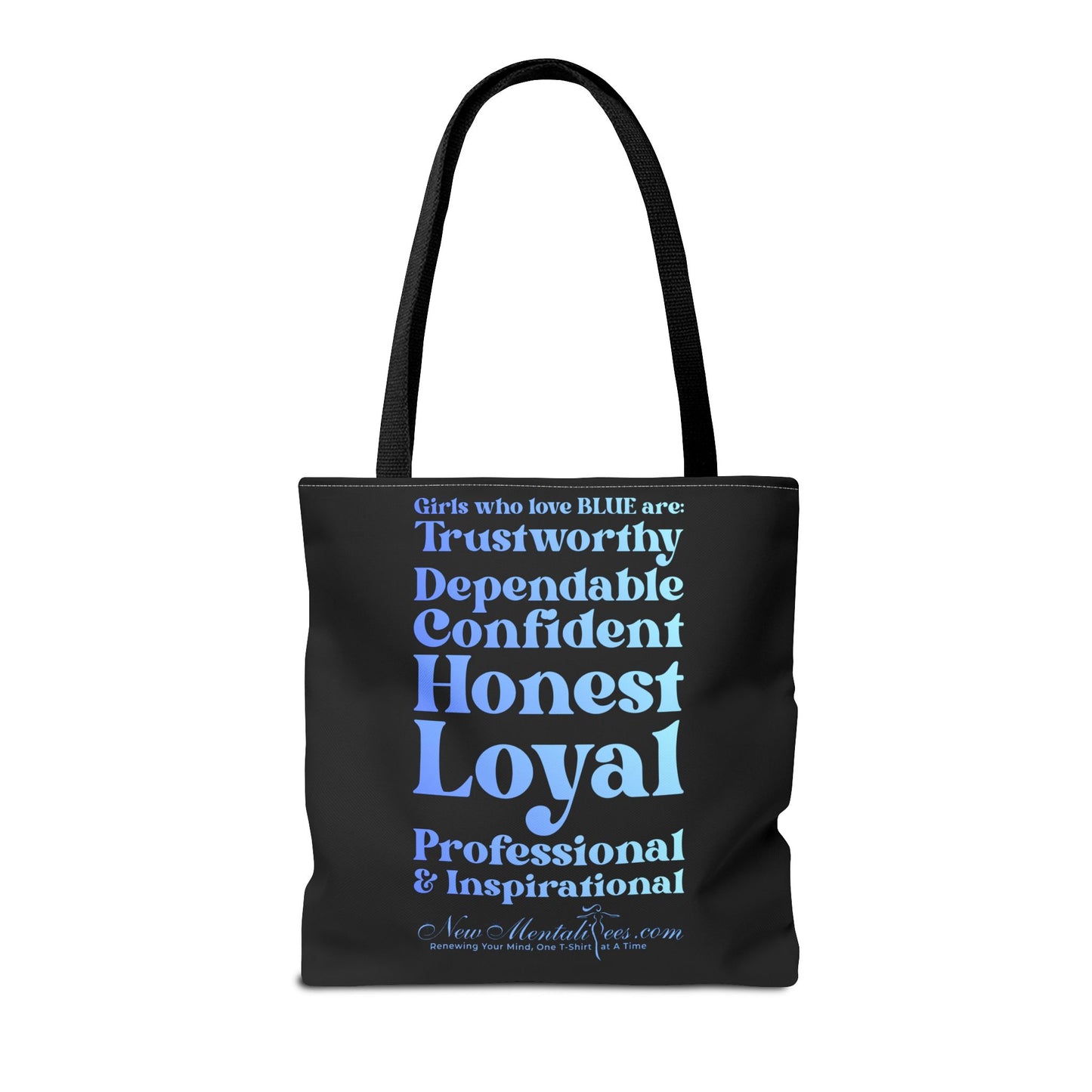 Blue Girl 4 Life Tote Bag - Cute Black Bag for Women and Girls, Double Sided Inspirational Tote