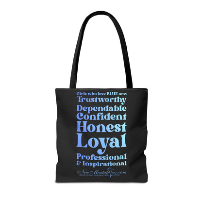 Blue Girl 4 Life Tote Bag - Cute Black Bag for Women and Girls, Double Sided Inspirational Tote