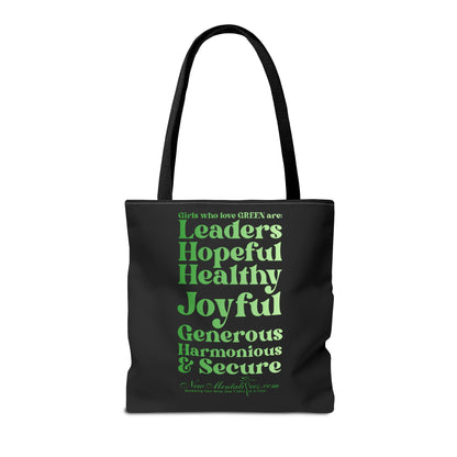 Green Girl 4 Life Tote Bag - Cute Black Bag for Women and Girls, Double Sided Inspirational Tote