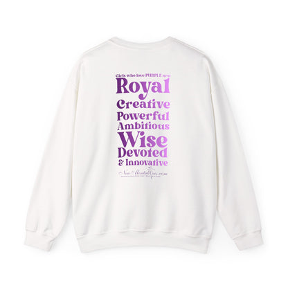Purple Girl 4 Life Sweatshirt - Cute Ladies White Graphic Sweatshirt, Inspirational Sweatshirt, Positive Affirmation Unisex Sweatshirt, Purple Fashion