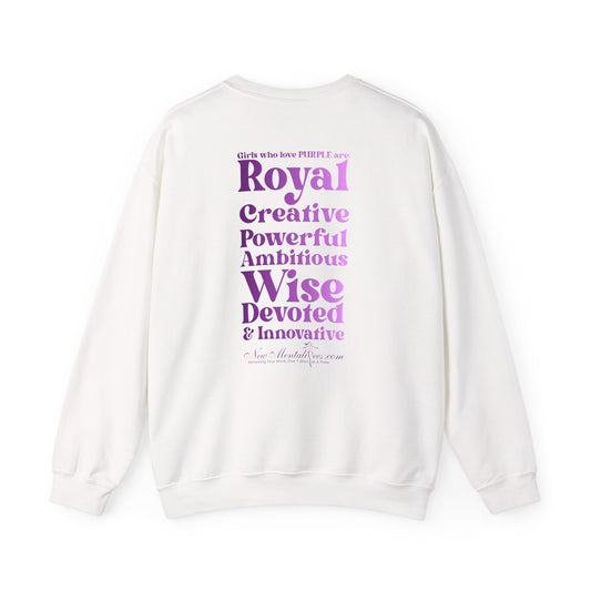 Purple Girl 4 Life Sweatshirt - Cute Ladies White Graphic Sweatshirt, Inspirational Sweatshirt, Positive Affirmation Unisex Sweatshirt, Purple Fashion