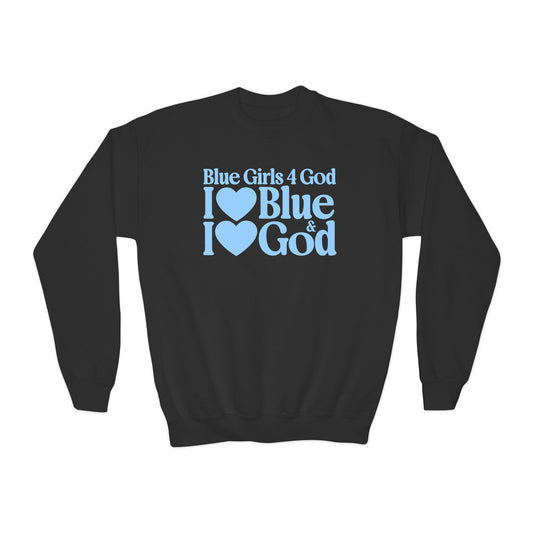 Blue Girls 4 God Youth Sweatshirt | Black Contrast