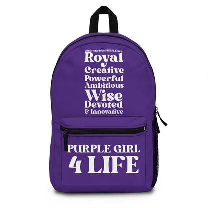 Purple Girl 4 Life Backpack – Inspirational Girls School Backpack | Girl Power Bookbag | Lightweight Travel, School & Everyday Bag