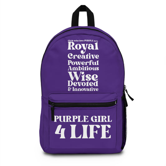 Purple Girl 4 Life Backpack – Inspirational Girls School Backpack | Girl Power Bookbag | Lightweight Travel, School & Everyday Bag