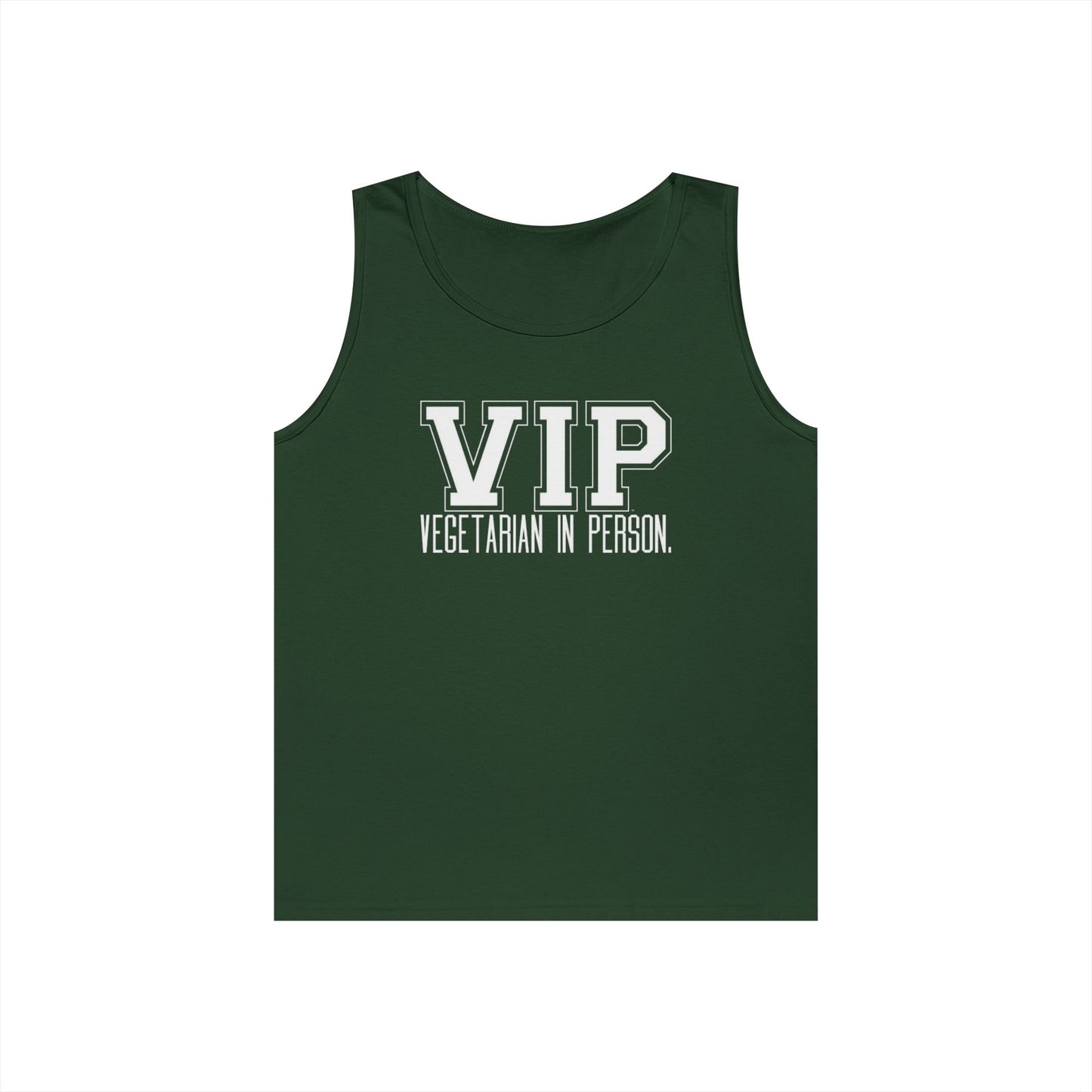 VIP Vegetarian Unisex Tank Top – Vegetarian In Person Healthy Lifestyle Statement Tank | Vegetarian Gift | Summer Tank