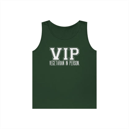 VIP Vegetarian Unisex Tank Top – Vegetarian In Person Healthy Lifestyle Statement Tank | Vegetarian Gift | Summer Tank