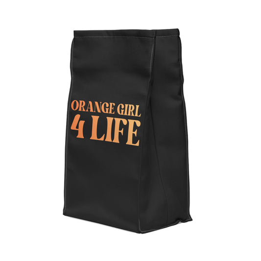 Orange Girl 4 Life Black Contrast Lunch Bag – Double-Sided Inspirational Orange Girl Lunch Tote | Insulated Lunch Bag | Girl Power Lunch Box