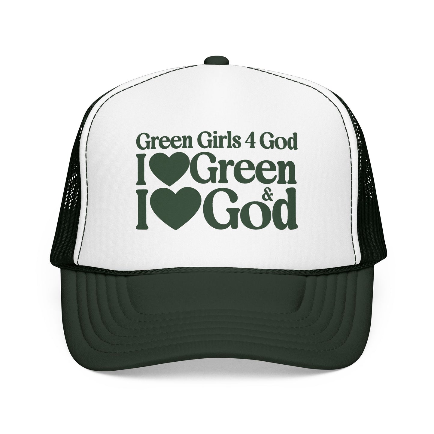 Green Girls 4 God Adjustable Trucker Cap – Faith-Based Christian Hat for Women