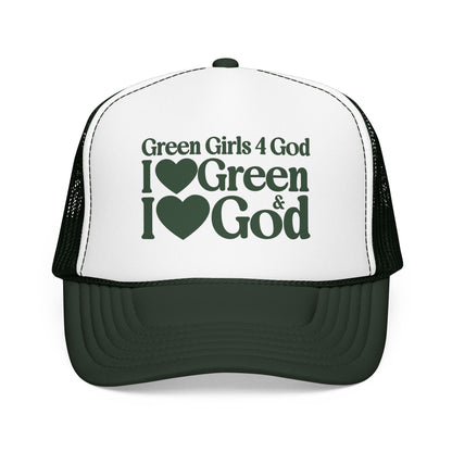 Green Girls 4 God Adjustable Trucker Cap – Faith-Based Christian Hat for Women