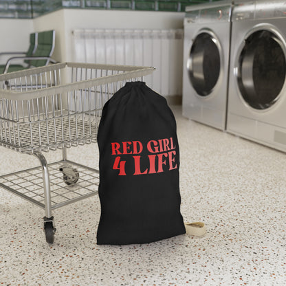 Red Girl 4 Life Black Laundry Bag – Double-Sided Inspirational Red Girl Laundry Sack | Spun Polyester Drawstring Bag