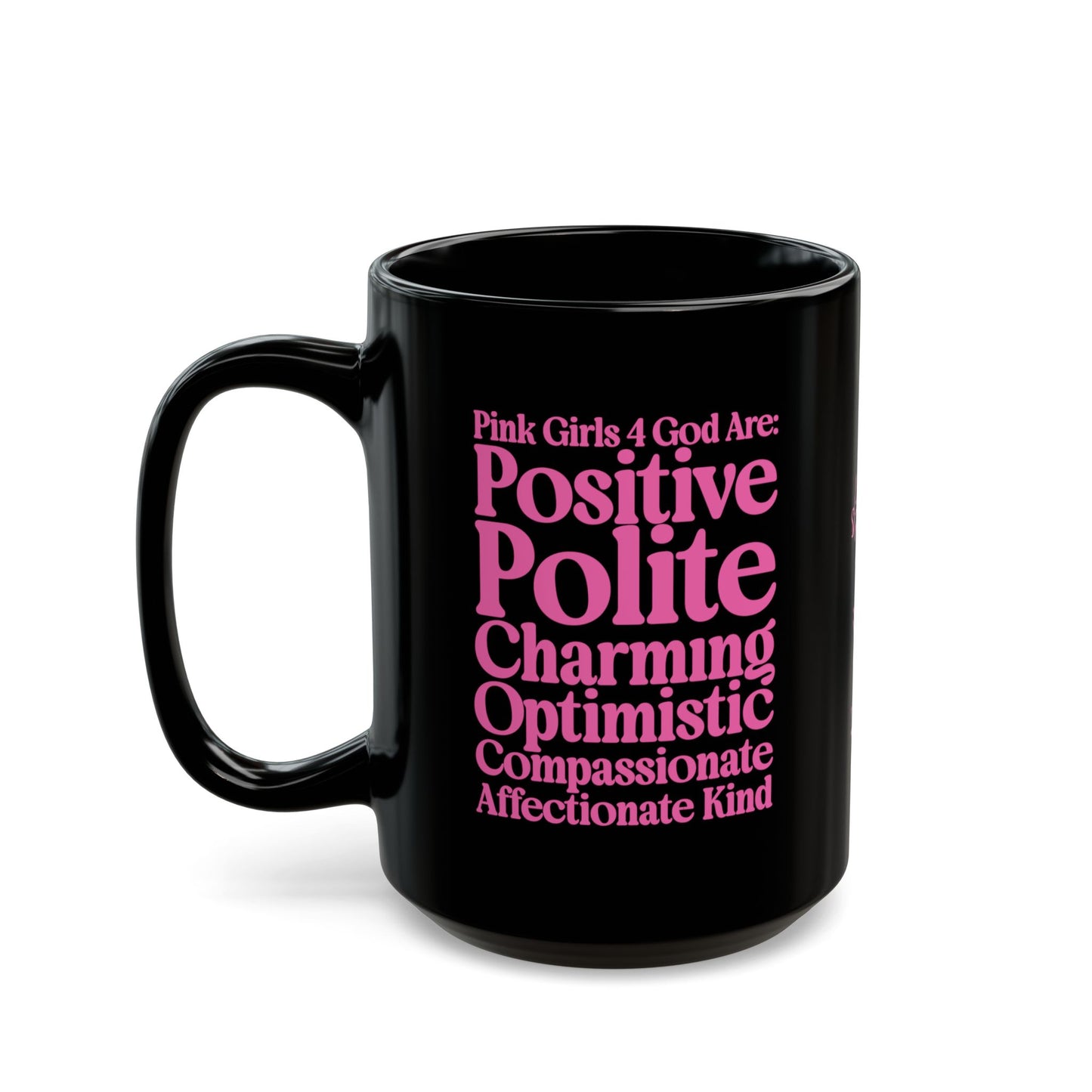 Pink Girls 4 God Mug - Black Contrast Collection