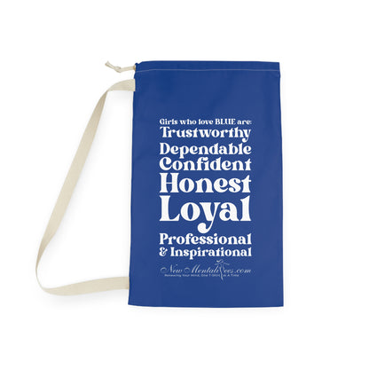 Blue Girl 4 Life Laundry Bag – Double-Sided Inspirational Blue Girl Laundry Sack | Spun Polyester Drawstring Bag