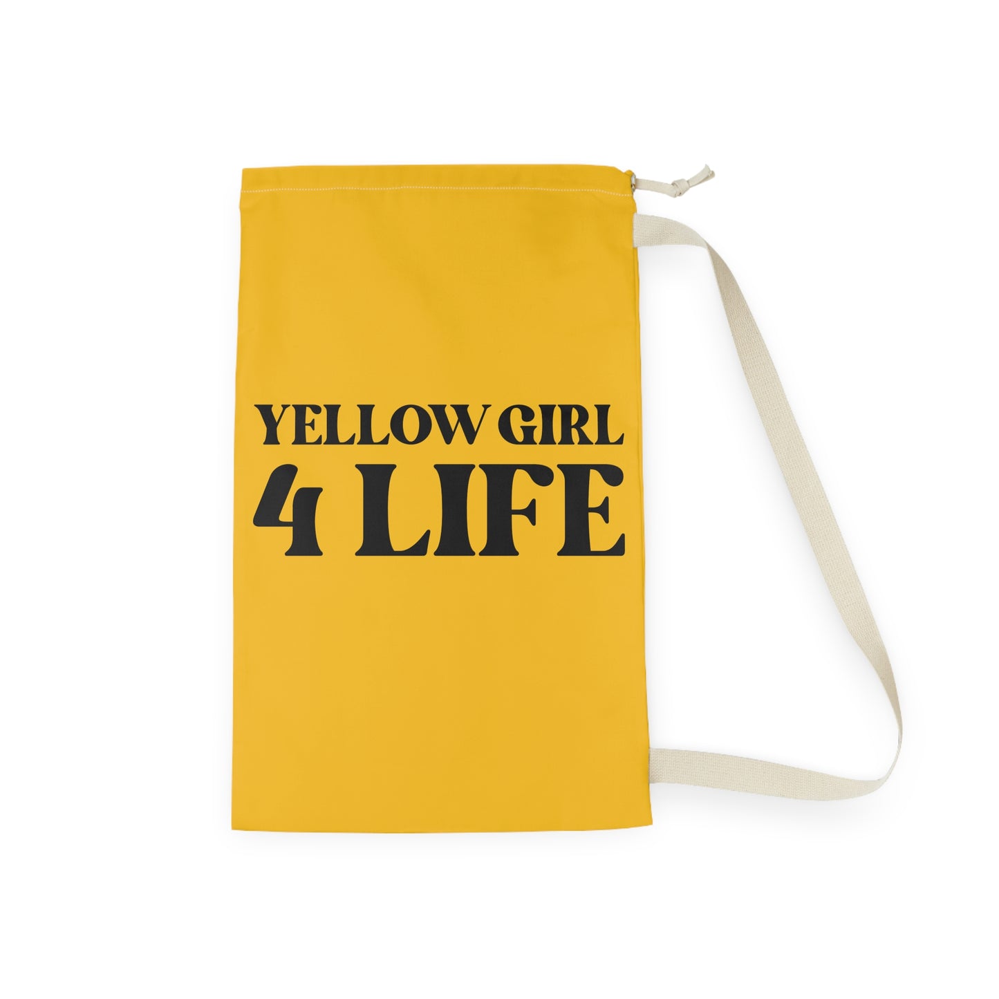 Yellow Girl 4 Life Laundry Bag – Double-Sided Inspirational Yellow Girl Laundry Sack | Spun Polyester Drawstring Bag
