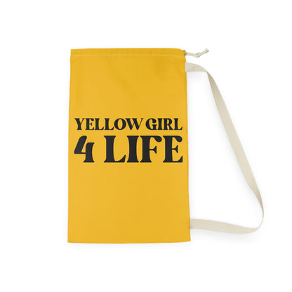 Yellow Girl 4 Life Laundry Bag – Double-Sided Inspirational Yellow Girl Laundry Sack | Spun Polyester Drawstring Bag