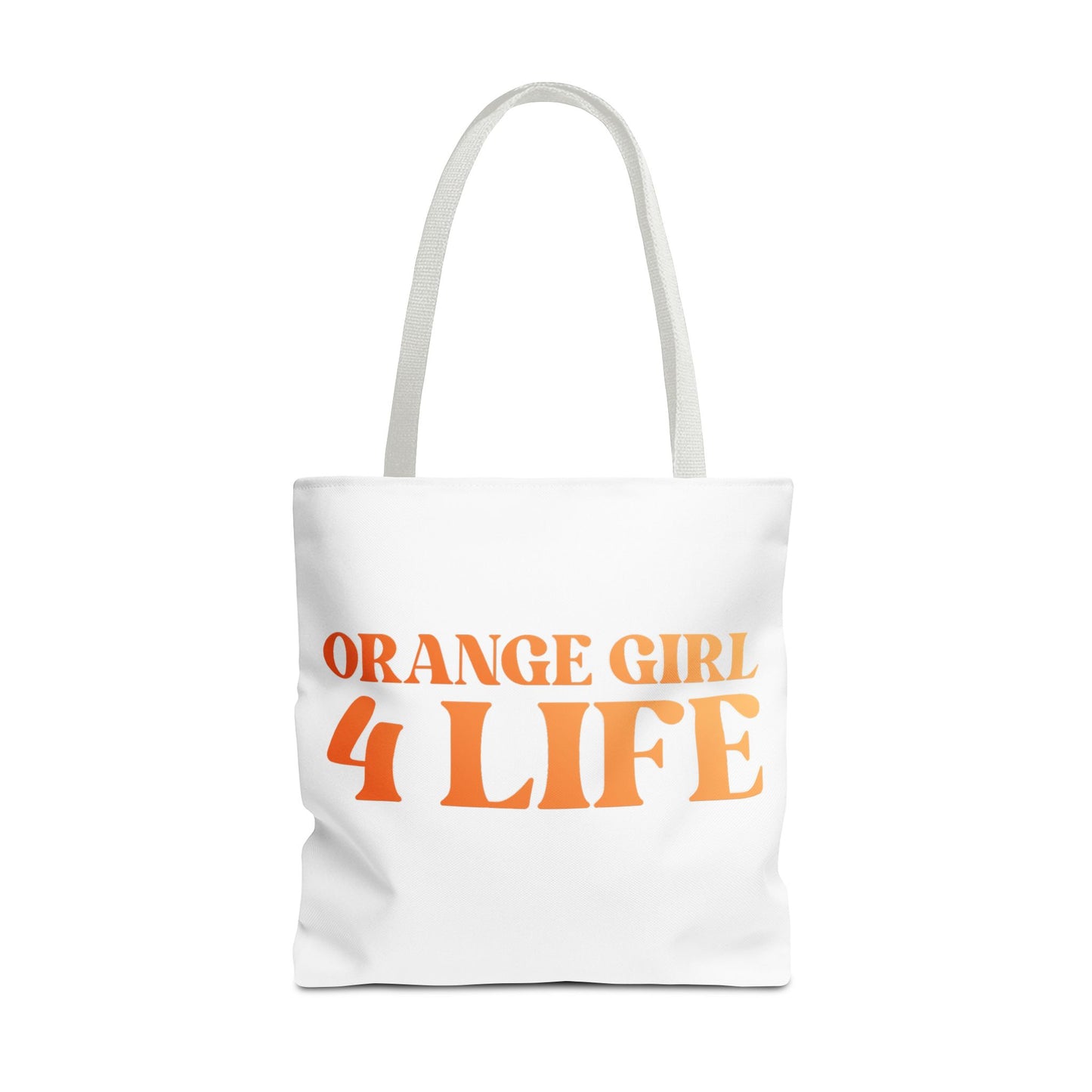 Orange Girl 4 Life Tote Bag -  Cute White Bag for Women and Girls, Double Sided Inspirational Tote