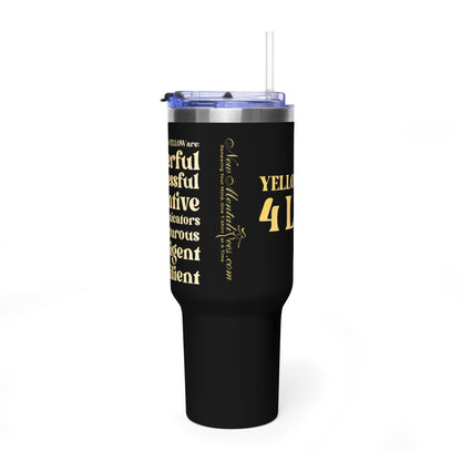 Yellow Girl 4 Life 40 oz Black Tumbler - Cute, Yellow, Positive, Affirmation, Inspirational, Insulated Tumbler