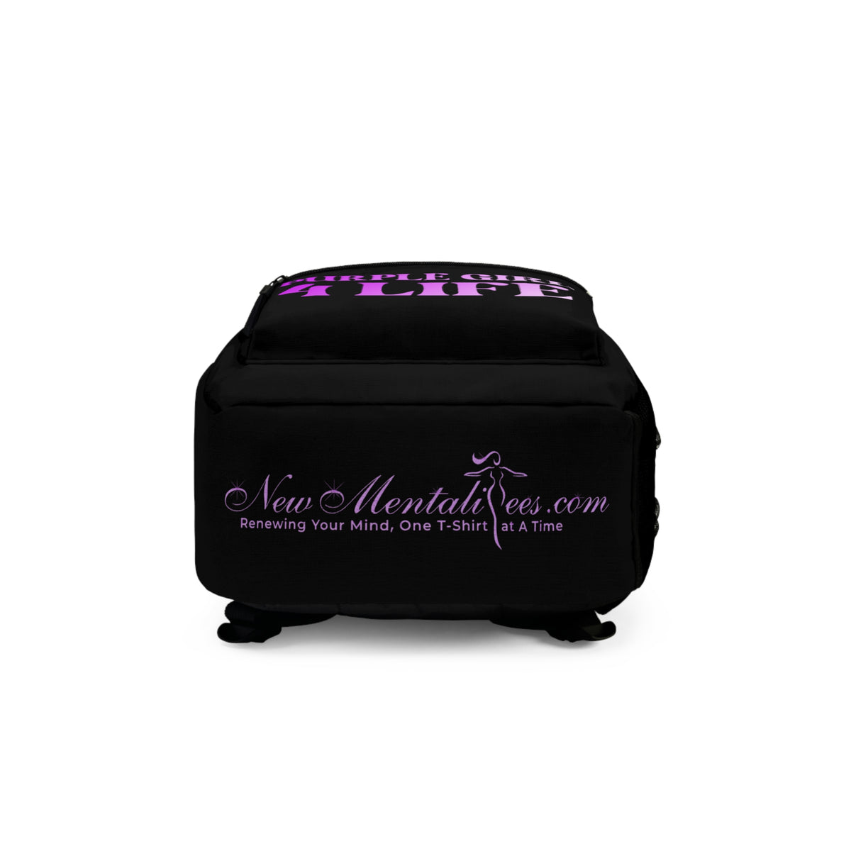 Purple Girl 4 Life Black Contrast Backpack – Inspirational Girls School Backpack | Girl Power Bookbag | Lightweight Travel, School & Everyday Bag