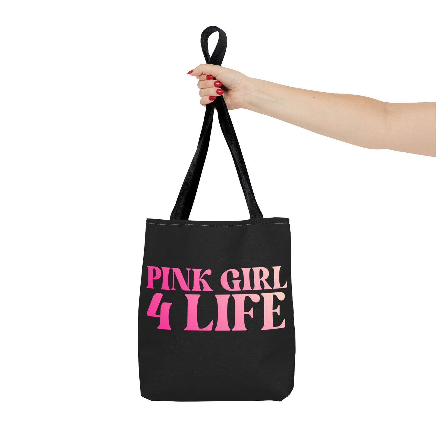 Pink Girl 4 Life Tote Bag - Cute Black Bag for Women and Girls, Double Sided Inspirational Tote