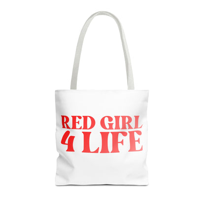 Red Girl 4 Life Tote Bag - Cute White Bag for Women and Girls, Double Sided Inspirational Tote