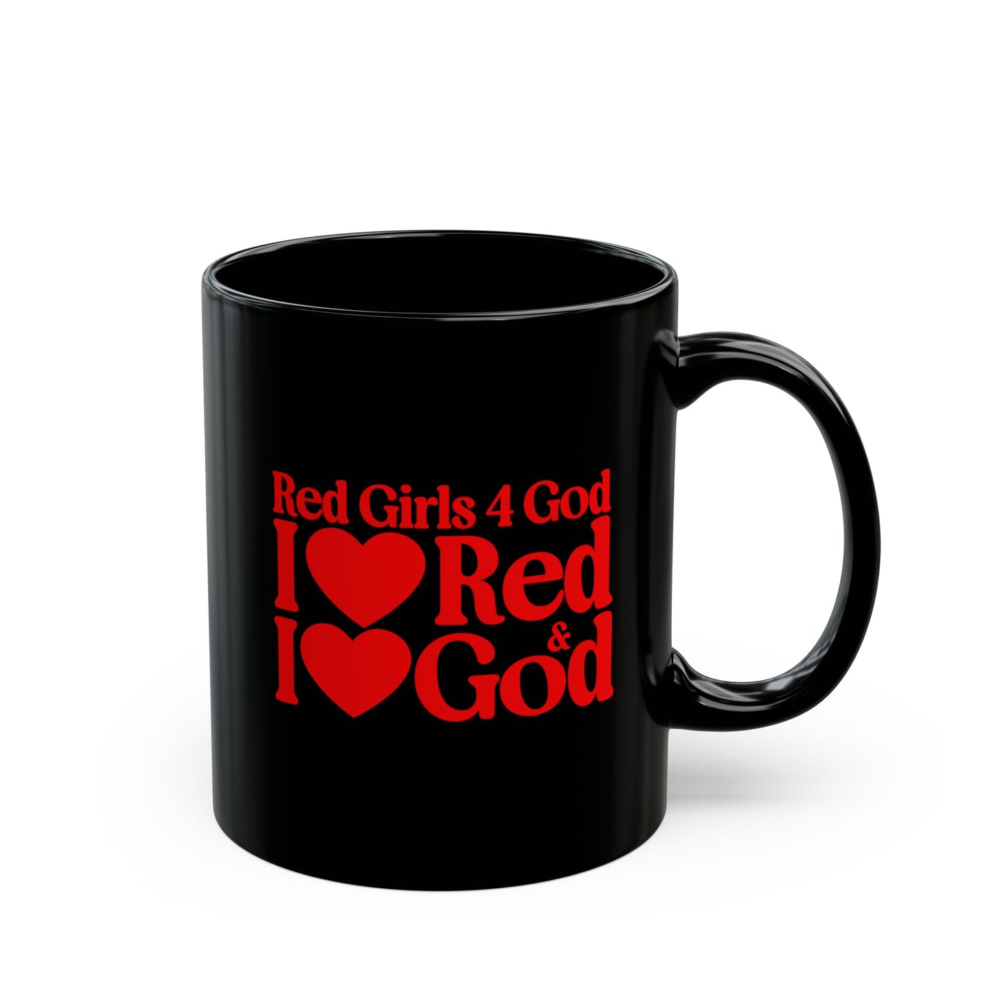 Red Girls 4 God Mug - Black Contrast Collection