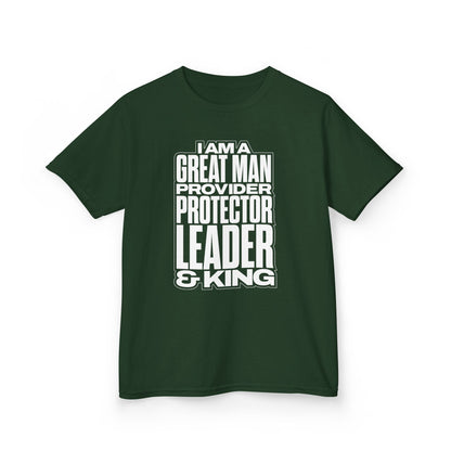 I Am A Great Man Youth T-Shirt - For Kings, Protectors & Leaders in the Making