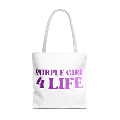 Purple Girl 4 Life Tote Bag - Cute White Bag for Women and Girls, Double Sided Inspirational Tote