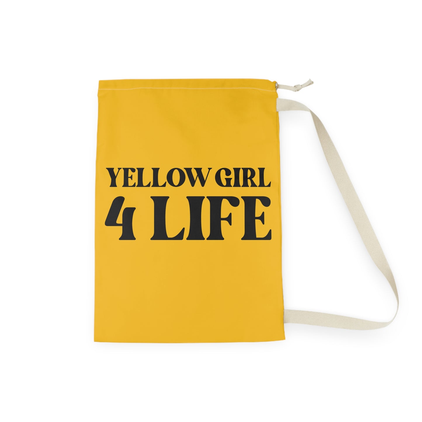 Yellow Girl 4 Life Laundry Bag – Double-Sided Inspirational Yellow Girl Laundry Sack | Spun Polyester Drawstring Bag
