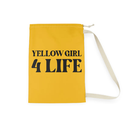 Yellow Girl 4 Life Laundry Bag – Double-Sided Inspirational Yellow Girl Laundry Sack | Spun Polyester Drawstring Bag