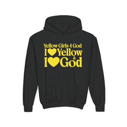 Yellow Girls 4 God Youth Hoodie | Black Contrast