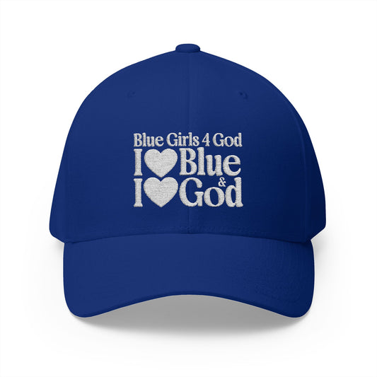 Blue Girls 4 God Embroidered Adjustable Baseball Cap – Bold Blue Faith-Based Hat