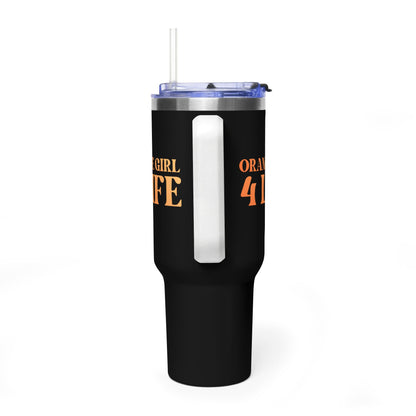 Orange Girl 4 Life 40 oz Black Tumbler - Cute, Orange, Positive, Affirmation, Inspirational, Double Sided, Insulated Tumbler