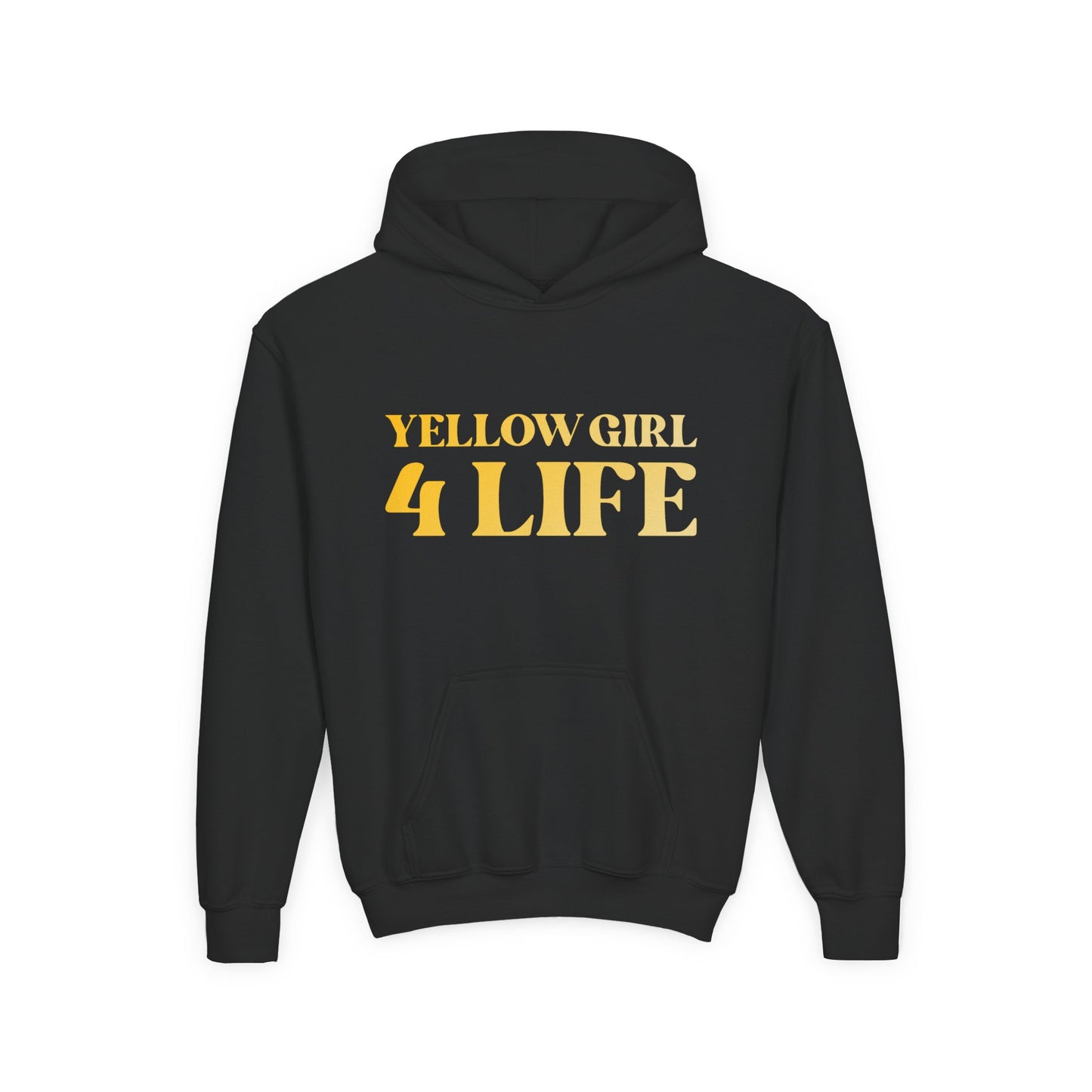 Yellow Girl 4 Life Hoodie - Cute Youth Black Hoodie, Positive Affirmation Hoodie, Inspirational Hoodie, Yellow Fashion