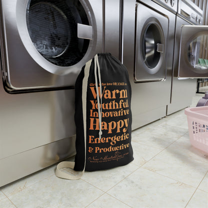Orange Girl 4 Life Black Laundry Bag – Double-Sided Inspirational Orange Girl Laundry Sack | Spun Polyester Drawstring Bag