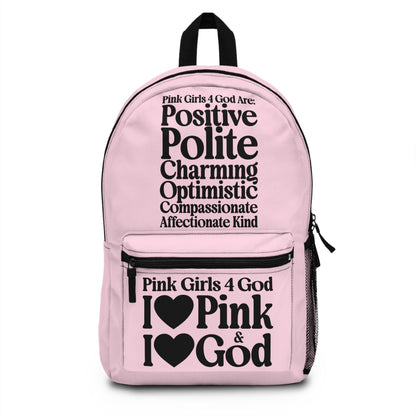 Pink Girls 4 God Backpack – Inspirational Christian Girls School Backpack | Faith-Based Bookbag | Lightweight Travel & School Bag