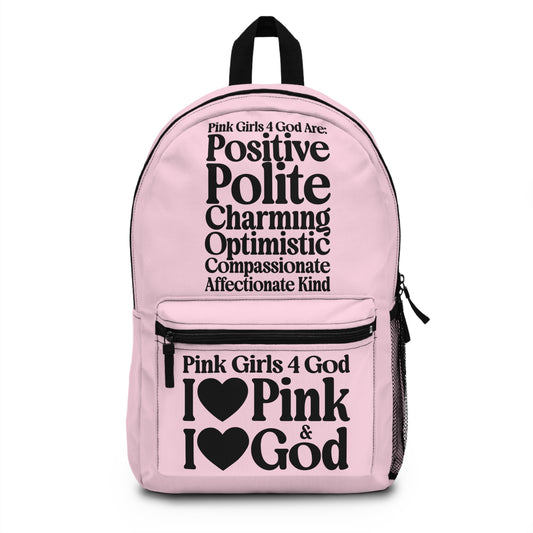 Pink Girls 4 God Backpack – Inspirational Christian Girls School Backpack | Faith-Based Bookbag | Lightweight Travel & School Bag